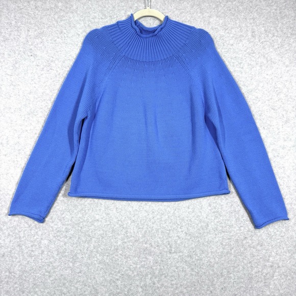 J Crew Sweater Women Medium Rollneck Cotton Blend Relaxed Fit Fisherman Heritage - Picture 1 of 13